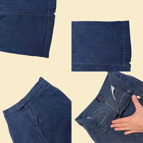 Vintage 90s Tommy Jeans skirt, size 5 blue mini to midi stretch skirt - Picture 2 of 7